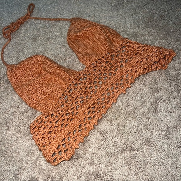 ASIVOY Knit Crop Top Handmade in Mexico Peach Melon - Picture 5 of 7